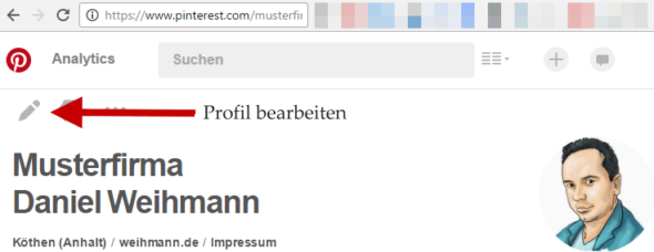 Pinterest Profil bearbeiten