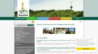 Screenshot: Homepage Samtgemeinde Dransfeld 