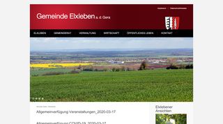 Screenshot: Homepage Gemeinde Elxleben 