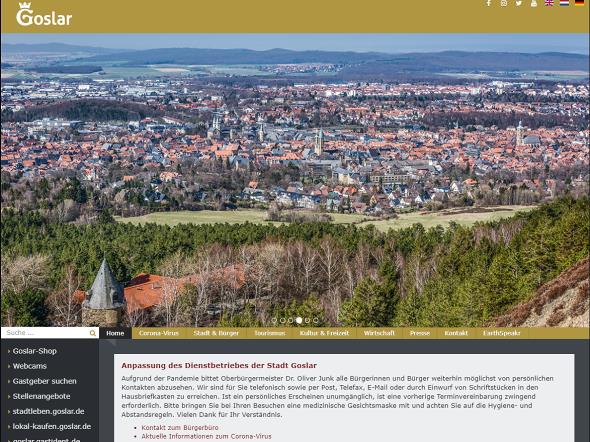 Screenshot: Homepage Stadt Goslar 