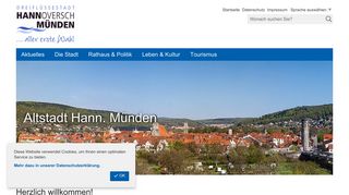 Screenshot: Homepage Stadt Hannoversch Münden 