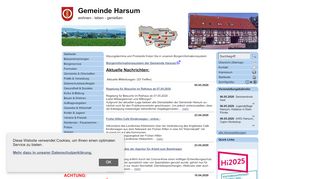 Screenshot: Homepage Gemeinde Harsum 