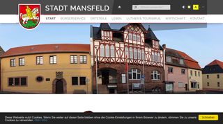 Screenshot: Homepage Stadt Mansfeld 