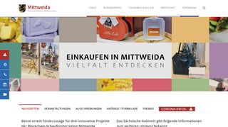 Screenshot: Homepage Stadt Mittweida 