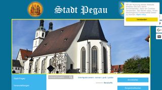 Screenshot: Homepage Stadt Pegau 