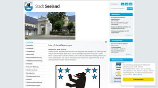 Screenshot: Homepage Stadt Seeland 